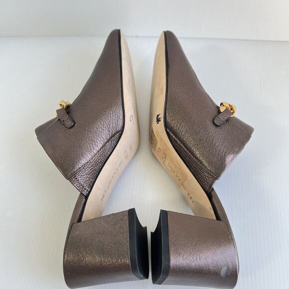 Neil J. Rodgers Copper Brown Mule Size 39.5 US 8.5 Gold Chain Slip On Made Italy - Picture 7 of 13
